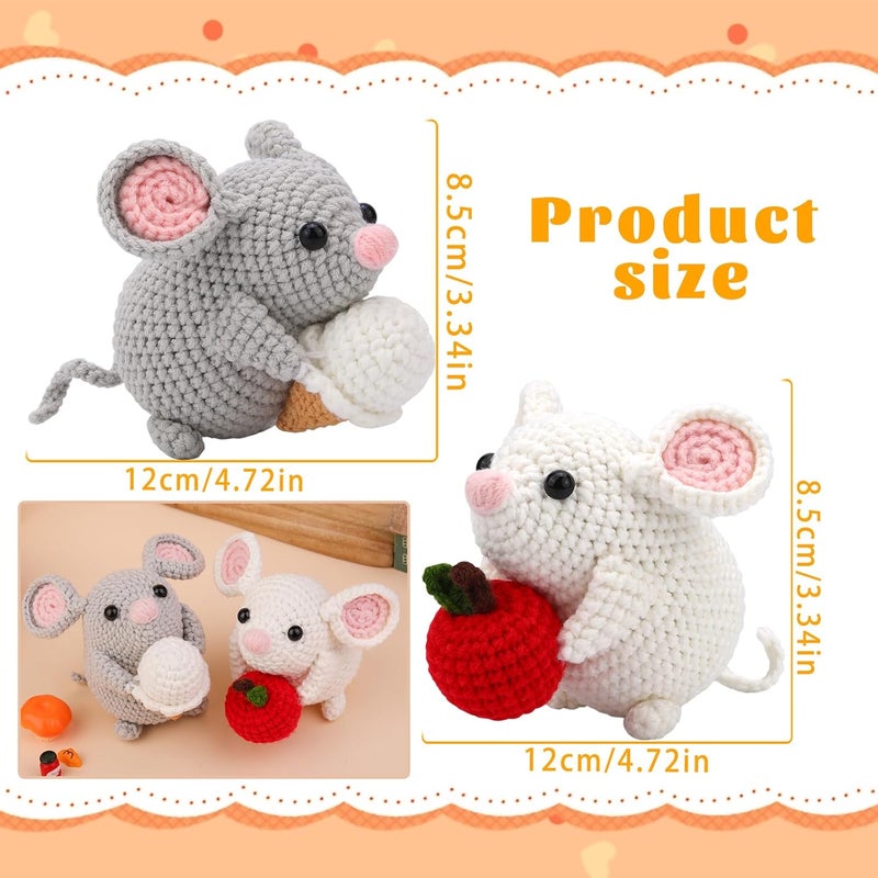 Kogyxe Beginners Crochet Kit, Amigurumi Crocheting Animals Kits w Step-by-Step Video Tutorials, Crochet Starter Kit Knitting Starter Pack for Adults Beginners, 2 Hamster Family (40%+ Yarn Content) - Image 4
